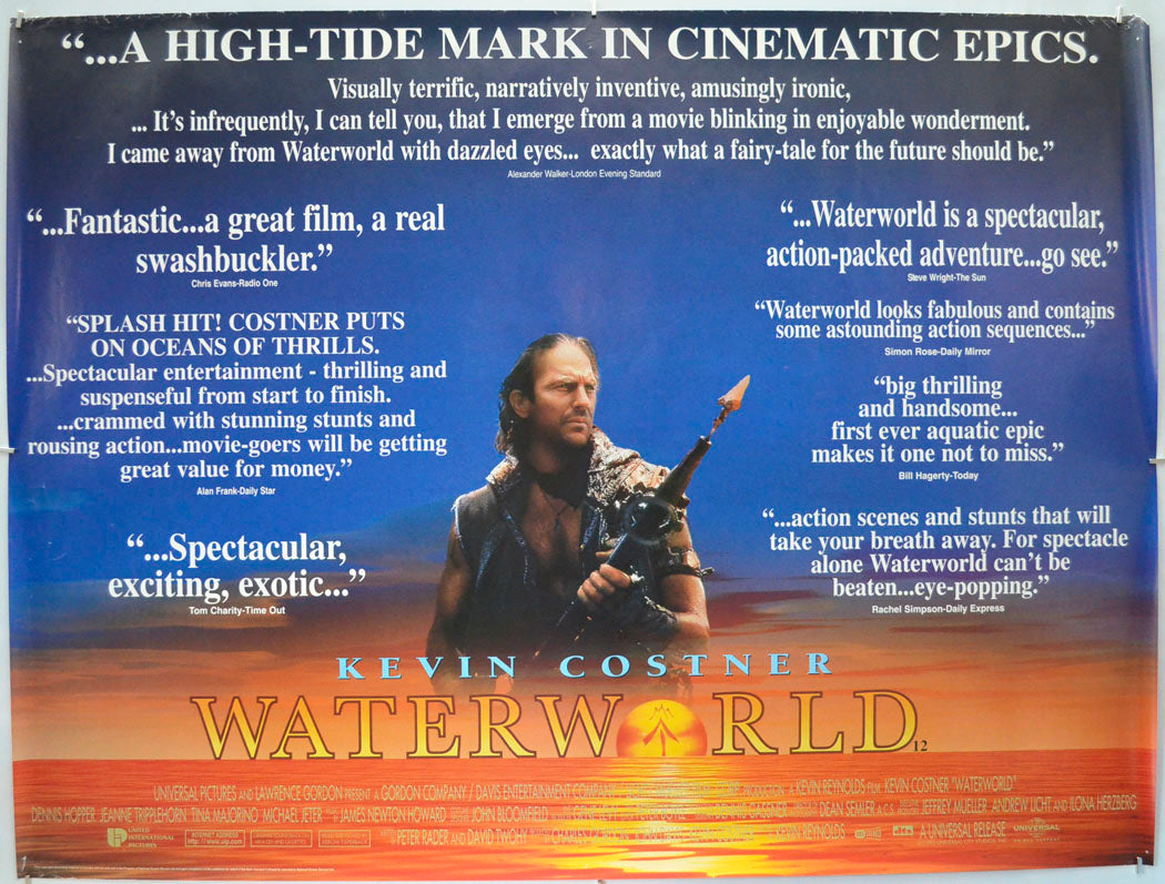 “Waterworld” (Reviews Version) Original Quad Poster Film Poster Movie Poster Cinema Poster