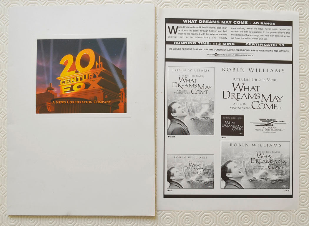 WHAT DREAMS MAY COME Original Cinema Press Kit