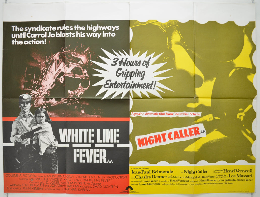 White Line Fever / Night Caller (Double Bill) Original Quad Poster - Film Poster - Movie Poster