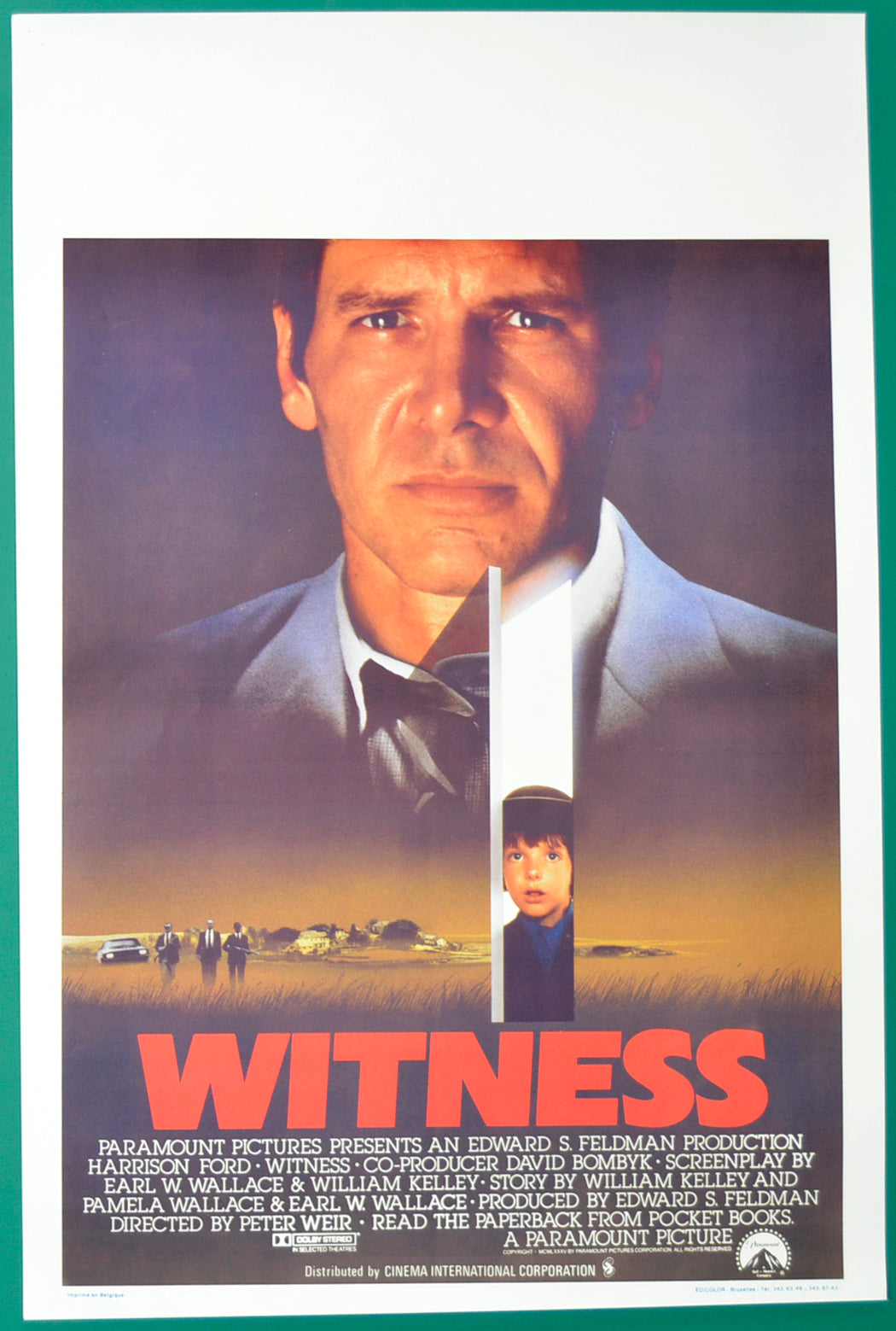 Witness Original Belgian Poster - Film Poster - Movie Poster
