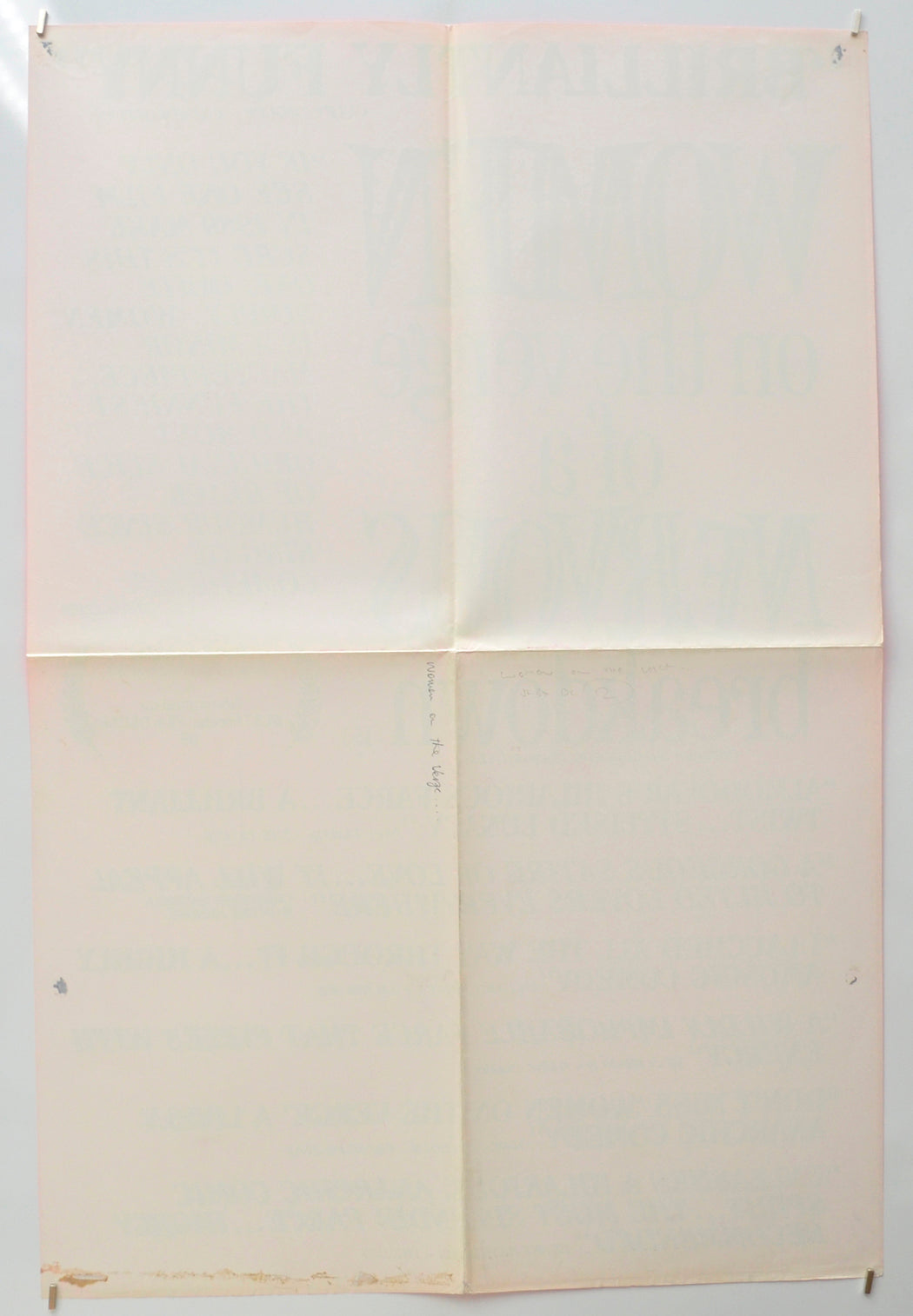 WOMEN ON THE VERGE OF A NERVOUS BREAKDOWN (Back) Cinema Double Crown Movie Poster