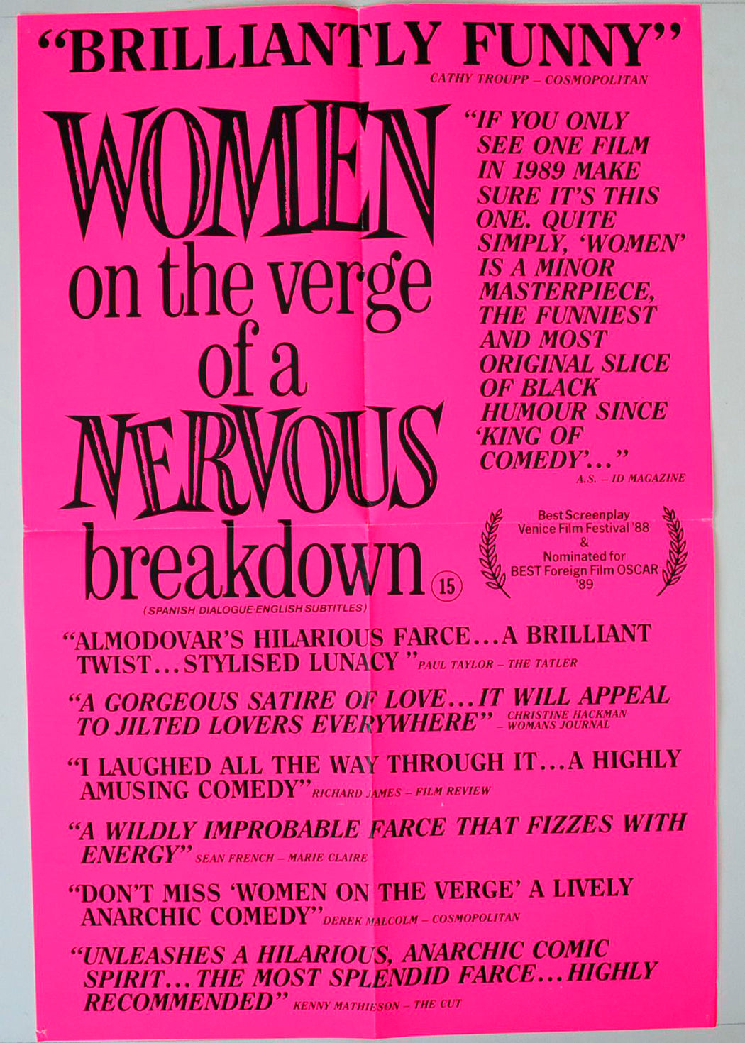 Women On The Verge Of A Nervous Breakdown (a.k.a. Mujeres Al Borde De Un Ataque De Nervios) Original Double Crown Poster - Movie Poster
