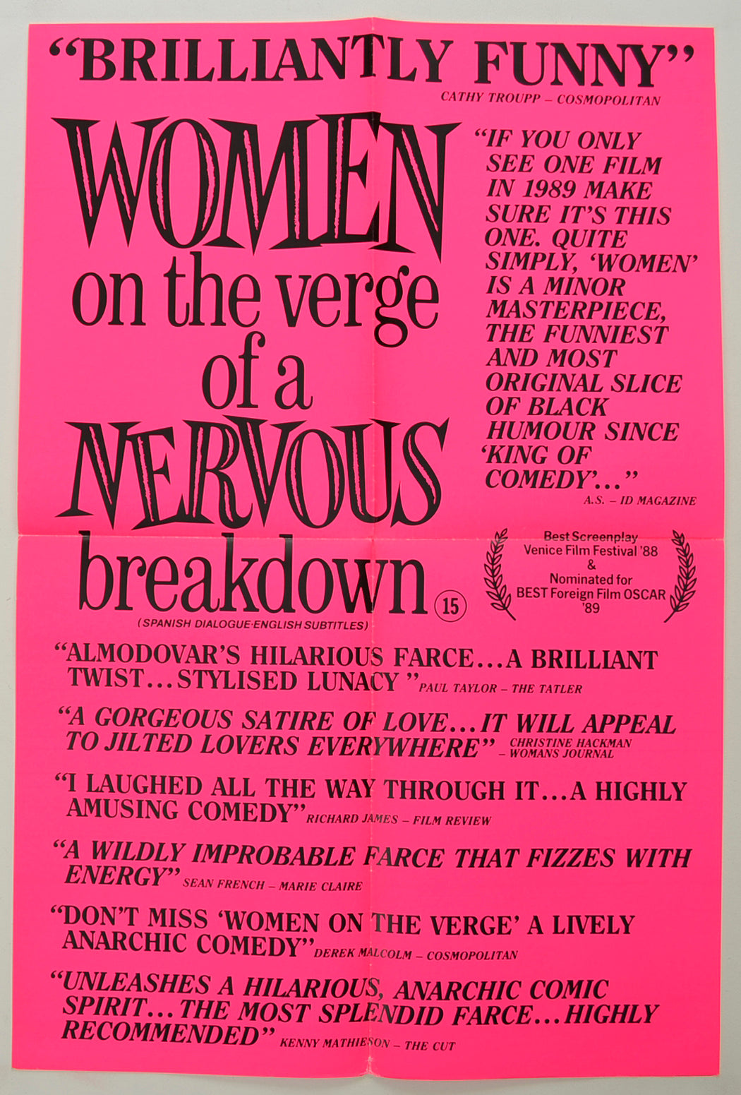Women On The Verge Of A Nervous Breakdown Original Double Crown Poster - Film Poster - Movie Poster