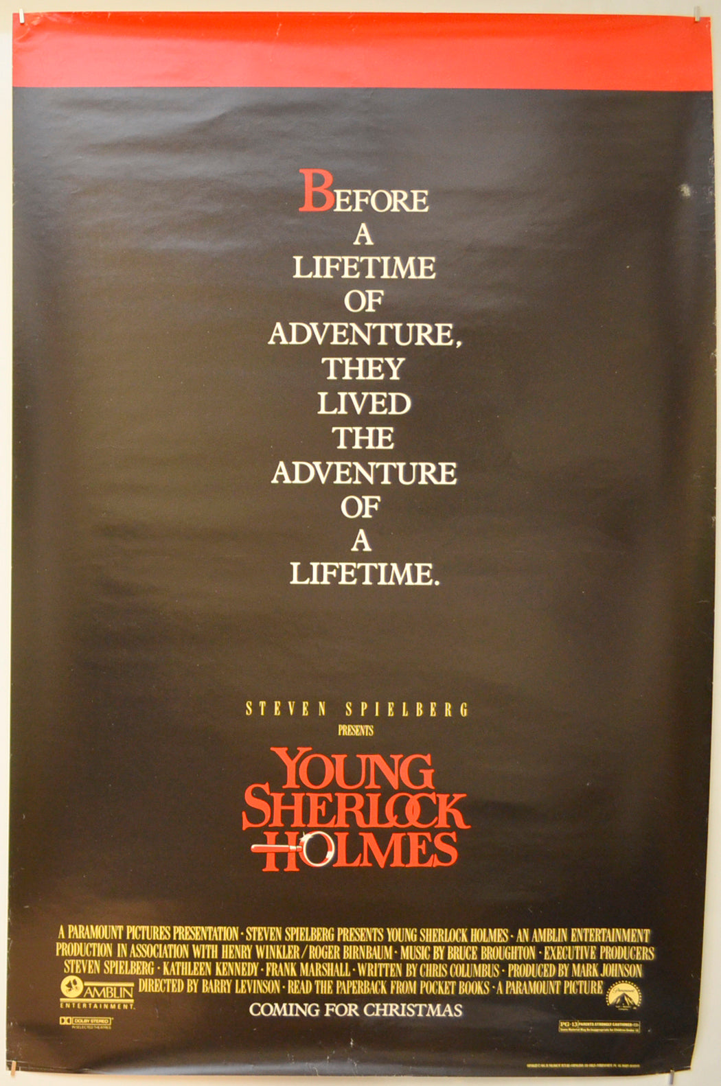 Young Sherlock Holmes (Teaser / Advance Version) Original One Sheet Poster - Film Poster - Movie Poster