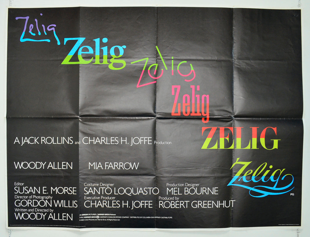 Zelig Original Quad Poster - Film Poster - Movie Poster