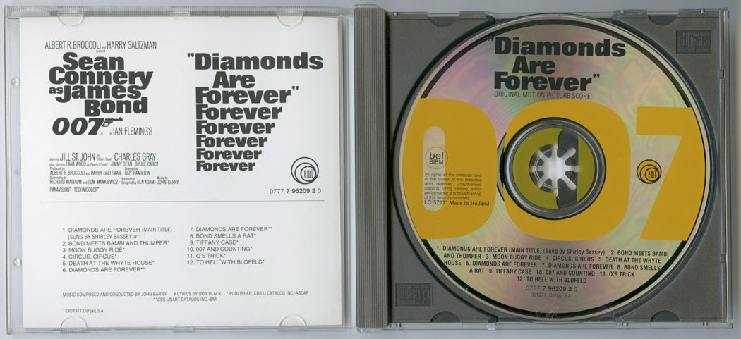 007 : DIAMONDS ARE FOREVER Original CD Soundtrack (Inside) 