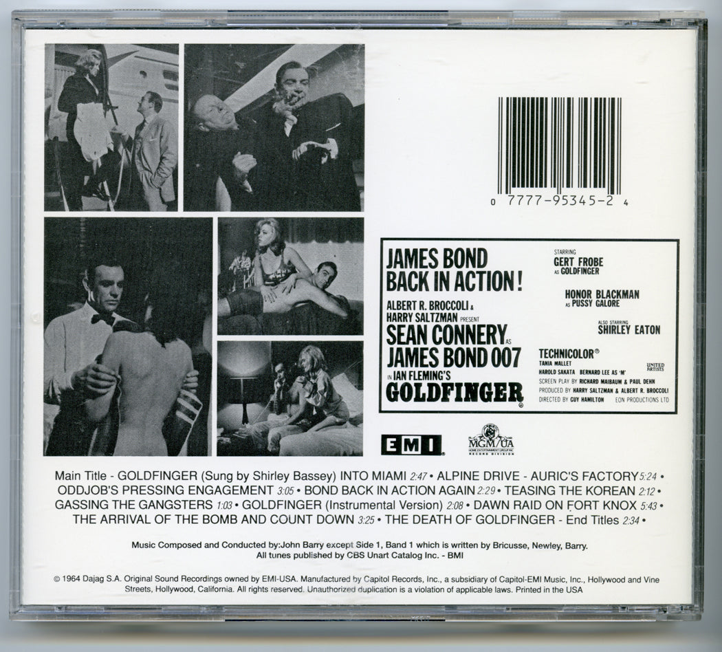 007 : GOLDFINGER Original CD Soundtrack (back) 