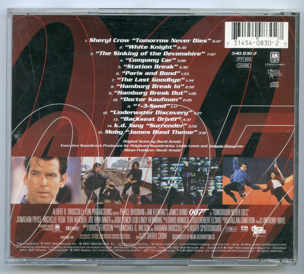 007 : TOMORROW NEVER DIES Original CD Soundtrack (back) 