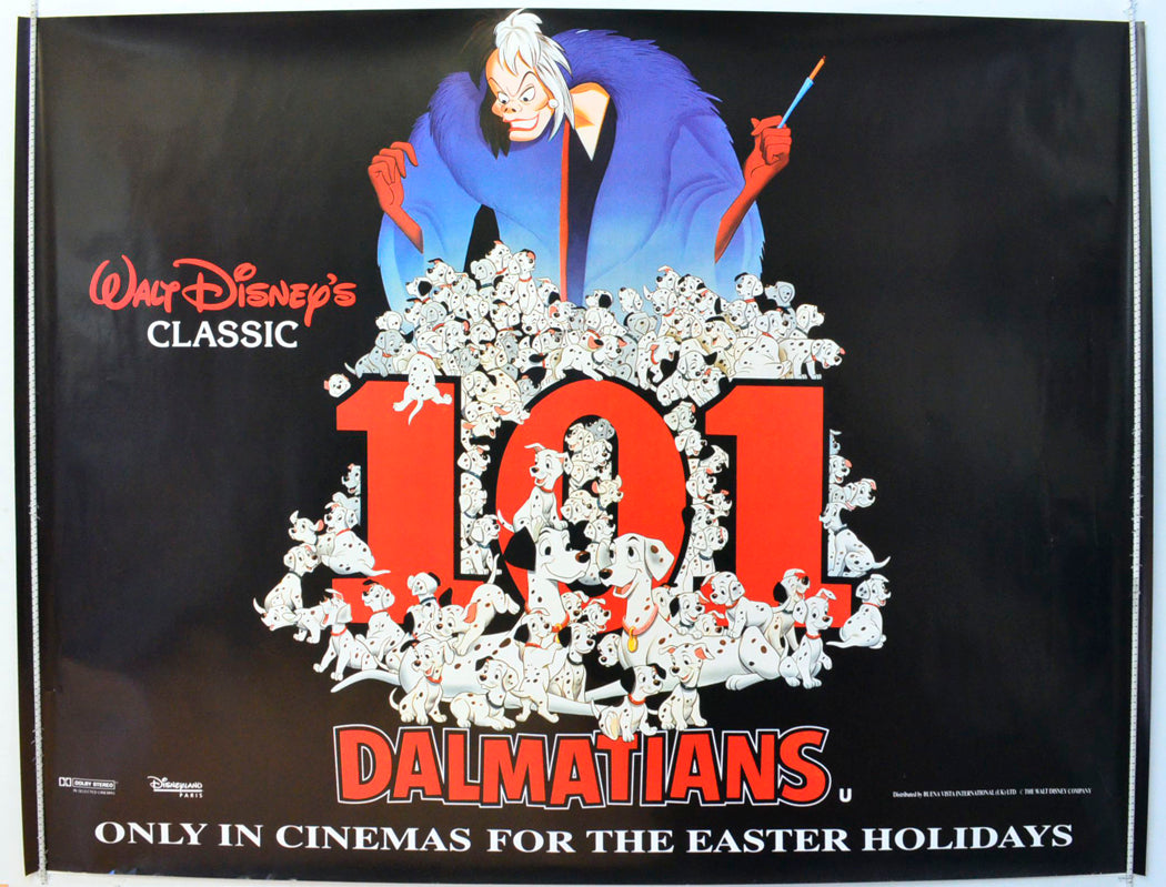 101 Dalmatians  (1995 re-release Poster)   Original British Quad Poster - Film Poster - Movie Poster 