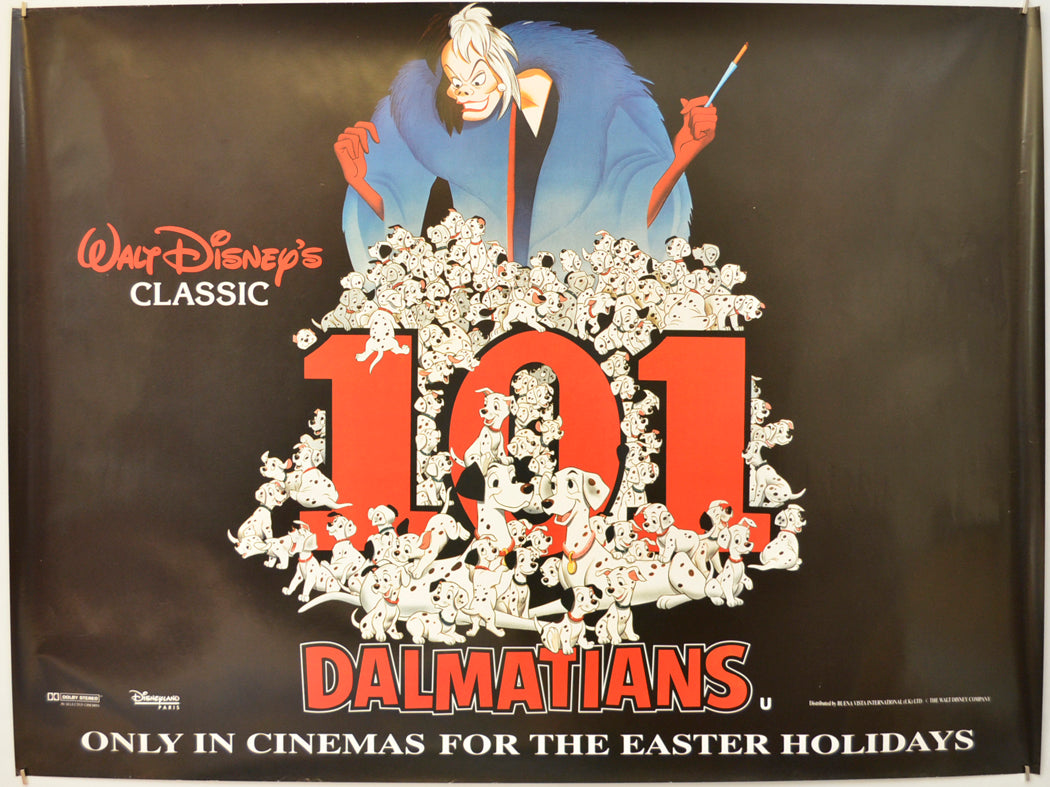 101 Dalmatians  (1995 re-release Poster) Original Quad Poster - Film Poster - Movie Poster  