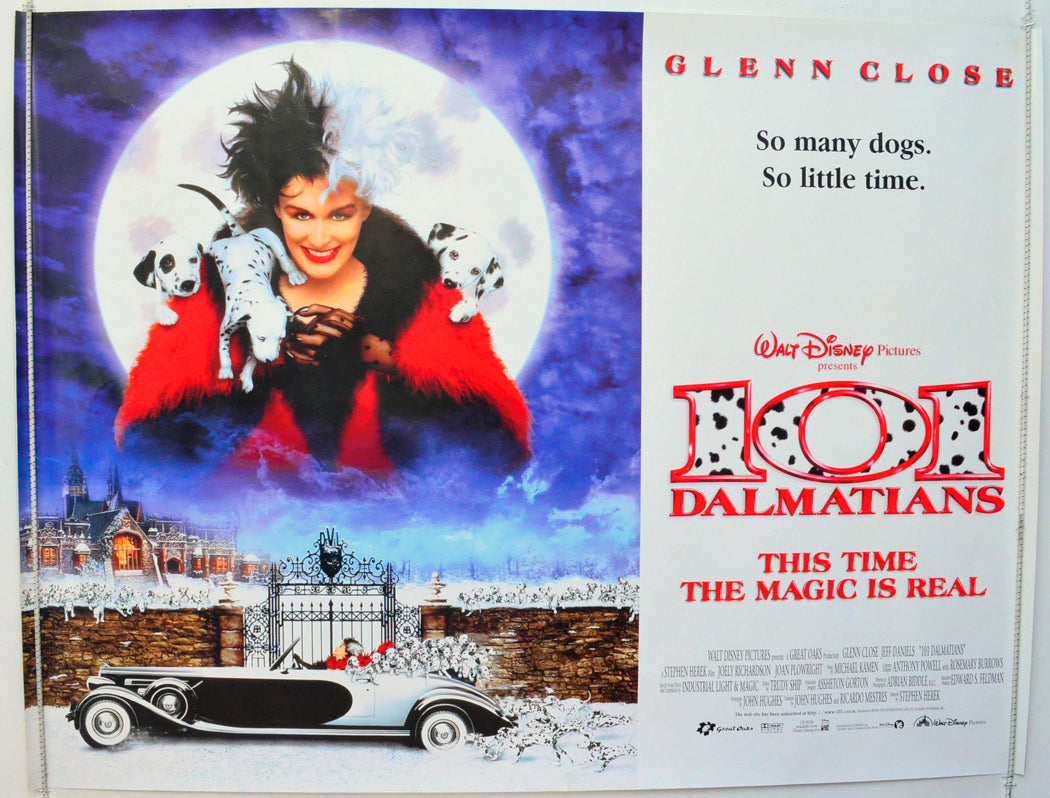 101 Dalmatians  (Live Action)   Original British Quad Poster - Film Poster - Movie Poster 