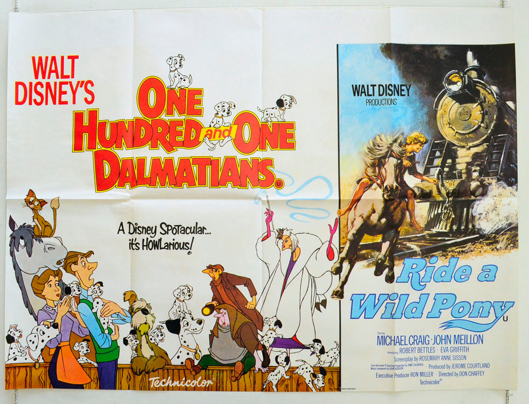 One Hundred And One Dalmatians / Ride A Wild Pony  (Double Bill)   Original British Quad Poster - Film Poster - Movie Poster 