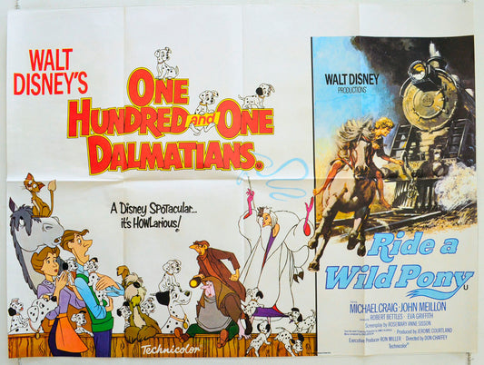 One Hundred And One Dalmatians / Ride A Wild Pony  (Double Bill)   Original British Quad Poster - Film Poster - Movie Poster 