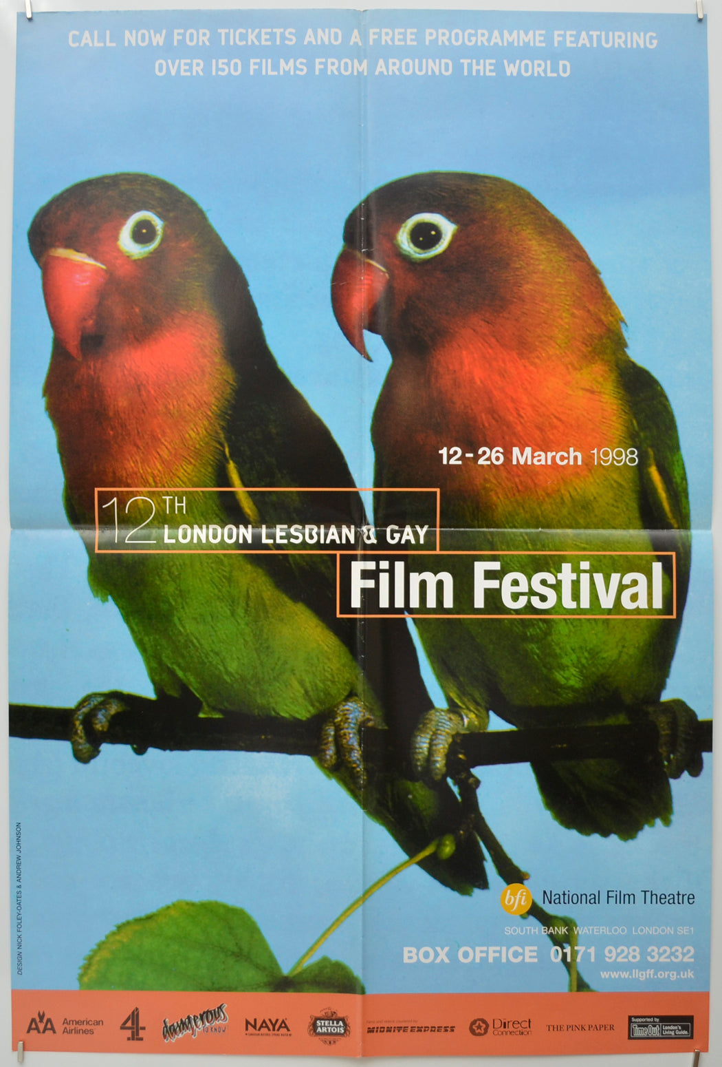 12th London Lesbian And Gay Film Festival  Original Double Crown Poster - Film Poster - Movie Poster