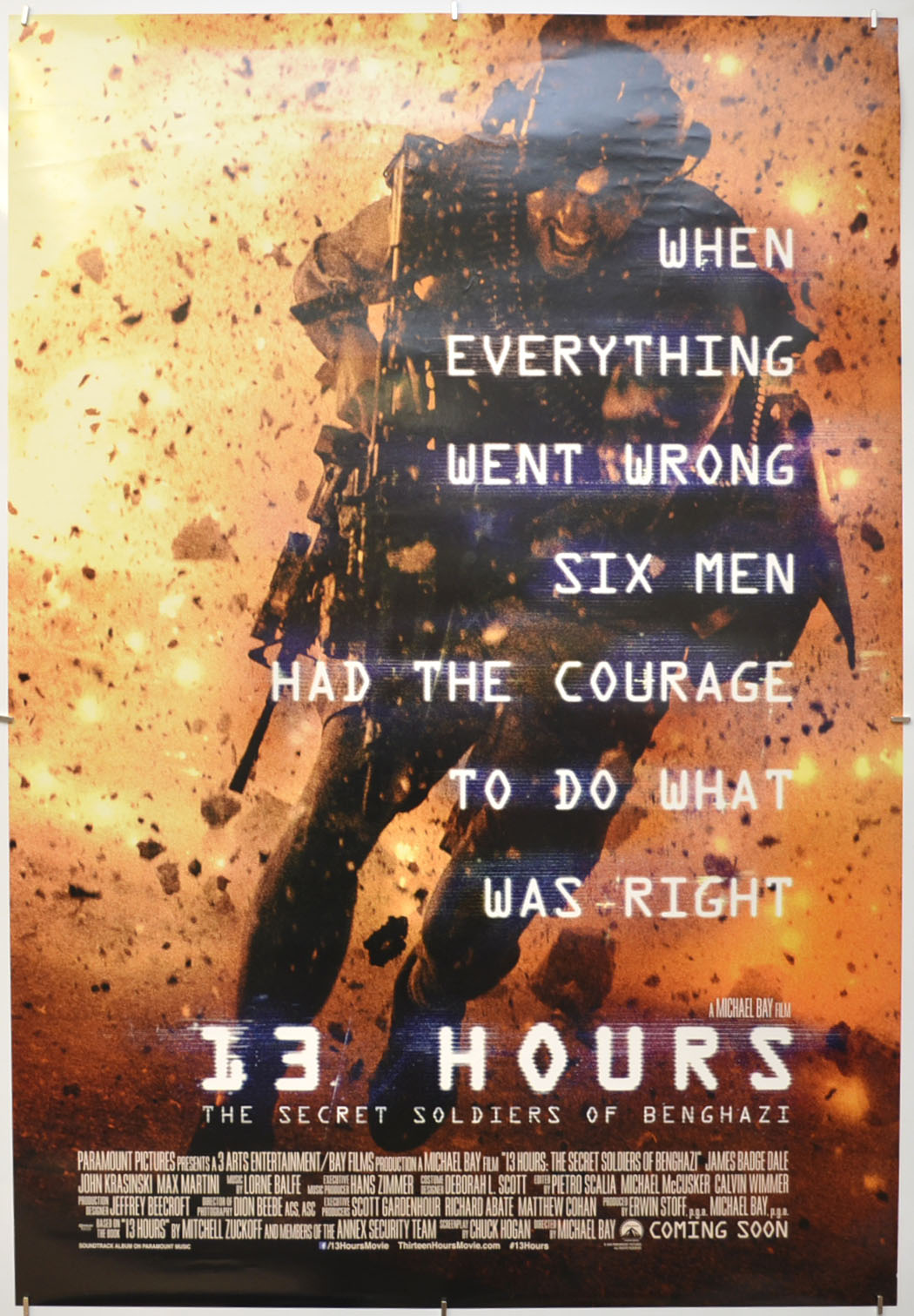 13 Hours: The Secret Soldiers Of Benghazi Original One Sheet Poster - Film Poster - Movie Poster