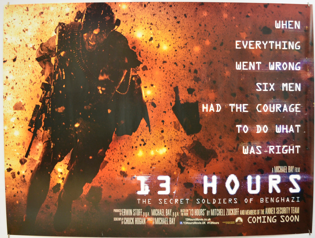 13 Hours: The Secret Soldiers Of Benghazi  Original Quad Poster - Film Poster - Movie Poster