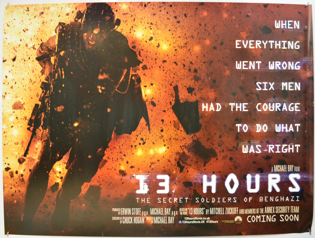 13 Hours: The Secret Soldiers Of Benghazi  Original Quad Poster - Film Poster - Movie Poster