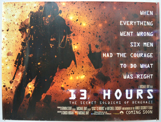 13 Hours: The Secret Soldiers Of Benghazi  Original Quad Poster - Film Poster - Movie Poster