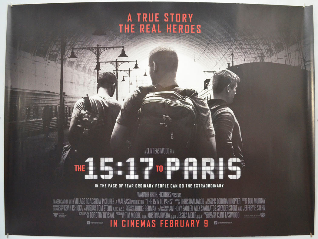 The 15:17 To Paris  Original Quad Poster - Film Poster - Movie Poster