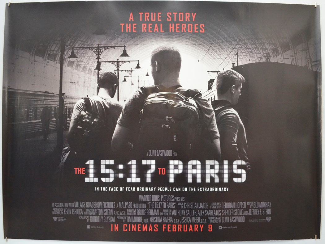 The 15:17 To Paris  Original Quad Poster - Film Poster - Movie Poster