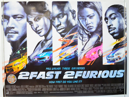 2 Fast 2 Furious  Original British Quad Poster - Film Poster - Movie Poster