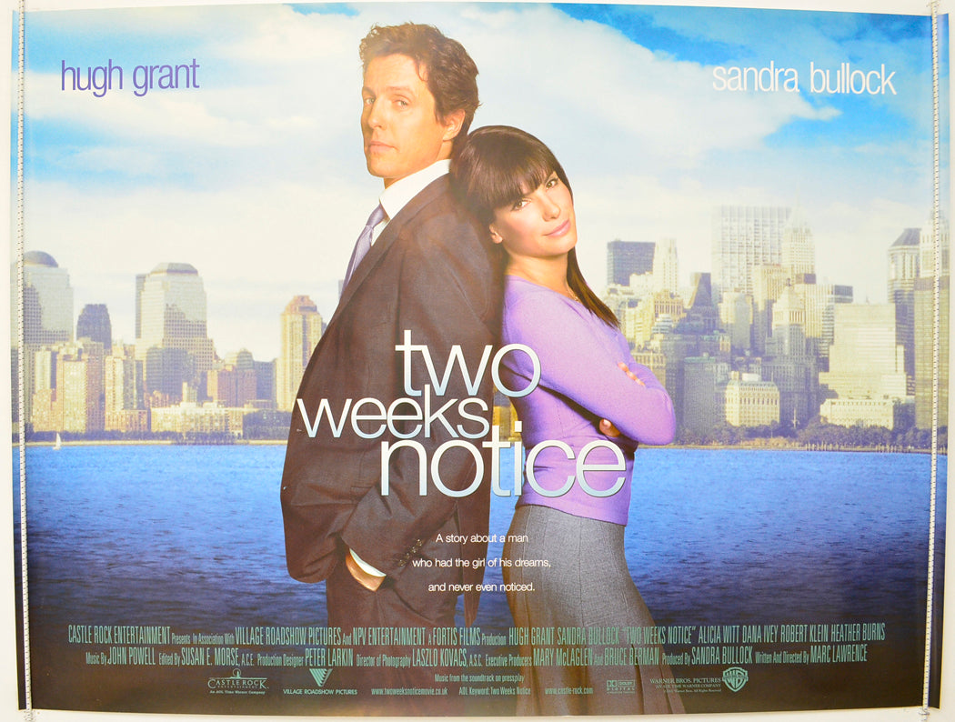 Two Weeks Notice  Original British Quad Poster - Film Poster - Movie Poster 