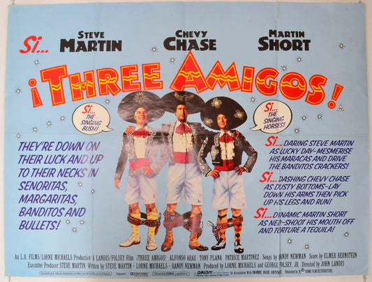 Three Amigos  Original British Quad Poster - Film Poster - Movie Poster