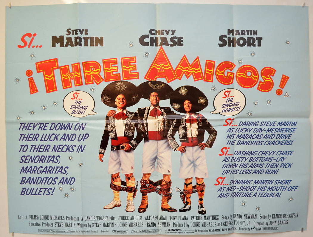 Three Amigos  Original Quad Poster - Film Poster - Movie Poster