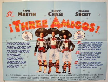 Three Amigos  Original Quad Poster - Film Poster - Movie Poster