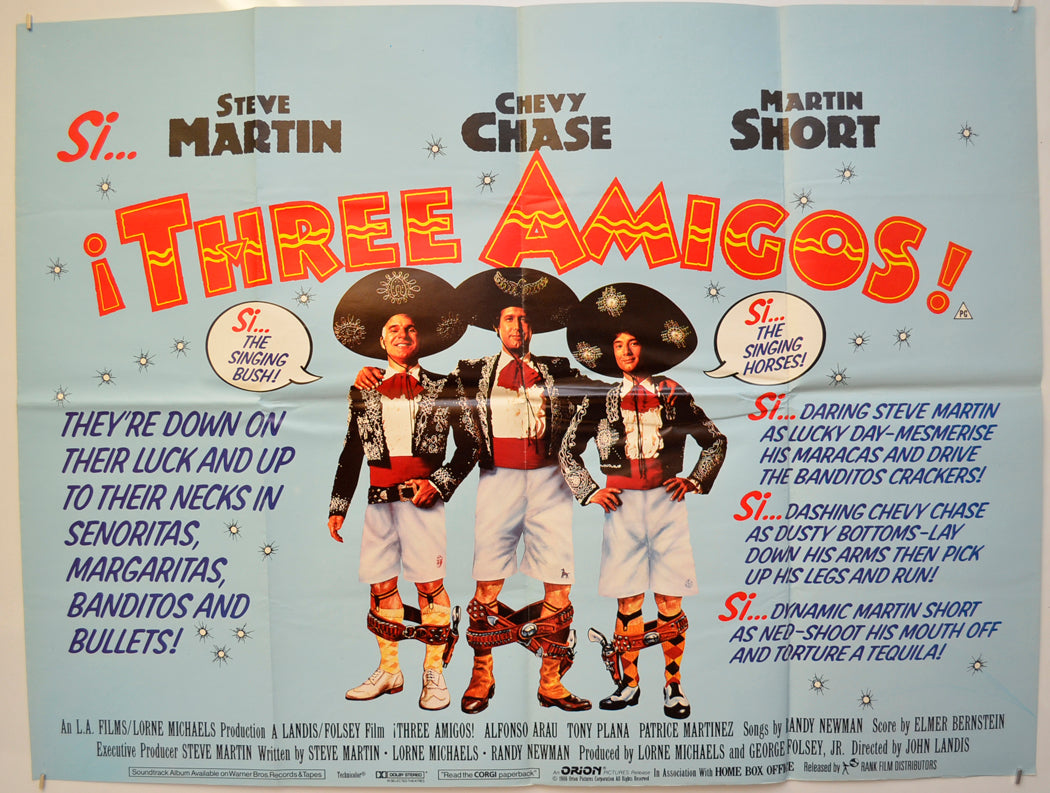 Three Amigos  Original Quad Poster - Film Poster - Movie Poster