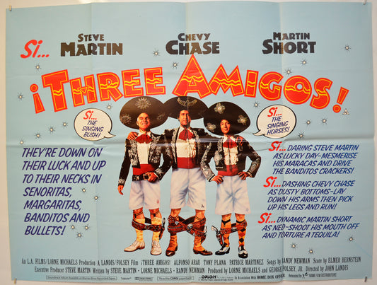 Three Amigos  Original Quad Poster - Film Poster - Movie Poster