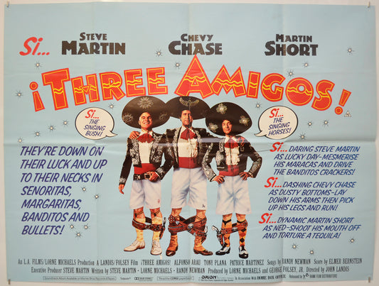 Three Amigos Original Quad Poster - Film Poster - Movie Poster  