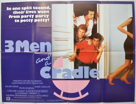 Three Men And A Cradle (a.k.a. 3 hommes et un couffin) - Original Quad Poster - Film Poster - Movie Poster