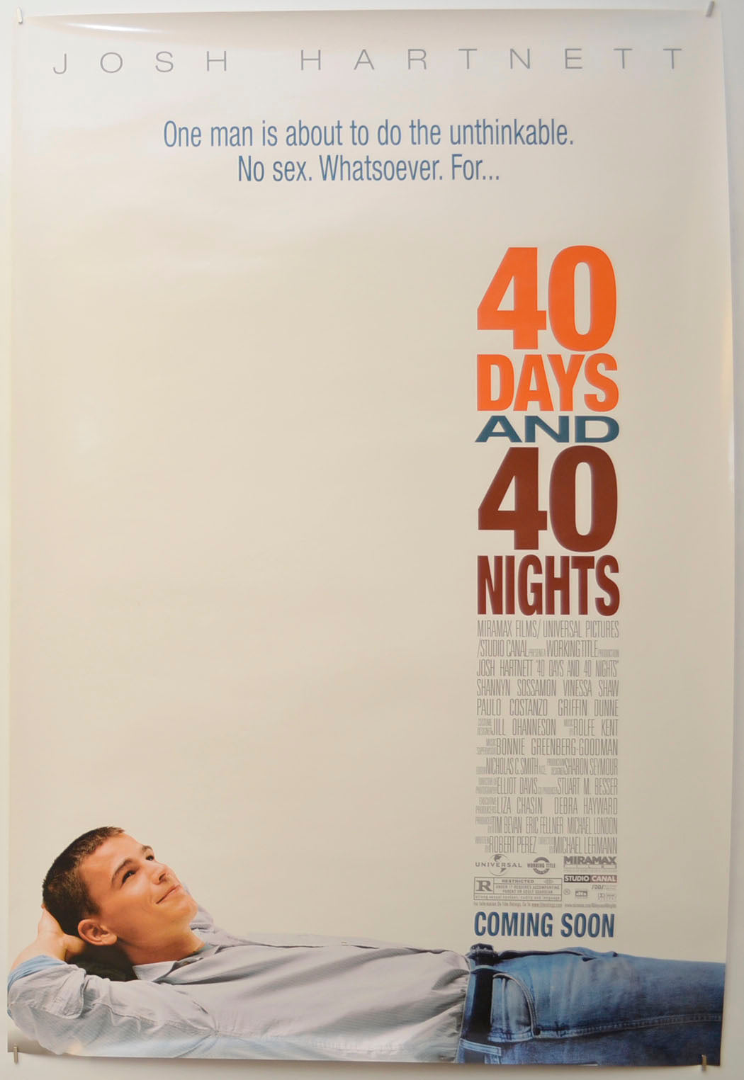 40 Days And 40 Nights (Teaser / Advance Version) Original One Sheet Poster - Film Poster - Movie Poster