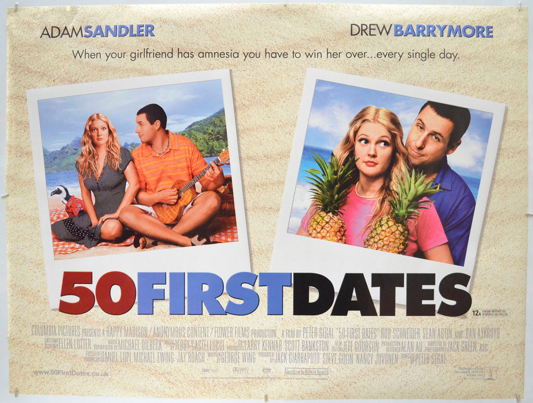 50 First Dates  Original Quad Poster - Film Poster - Movie Poster