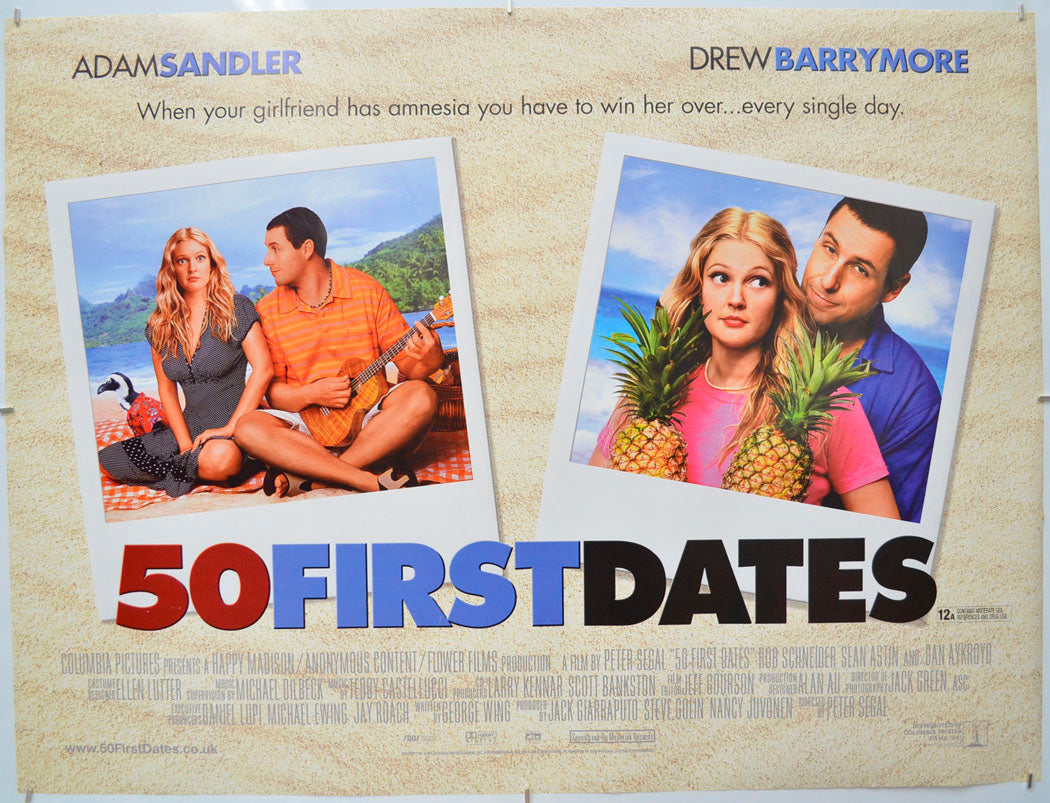 50 First Dates Original Quad Poster - Film Poster - Movie Poster