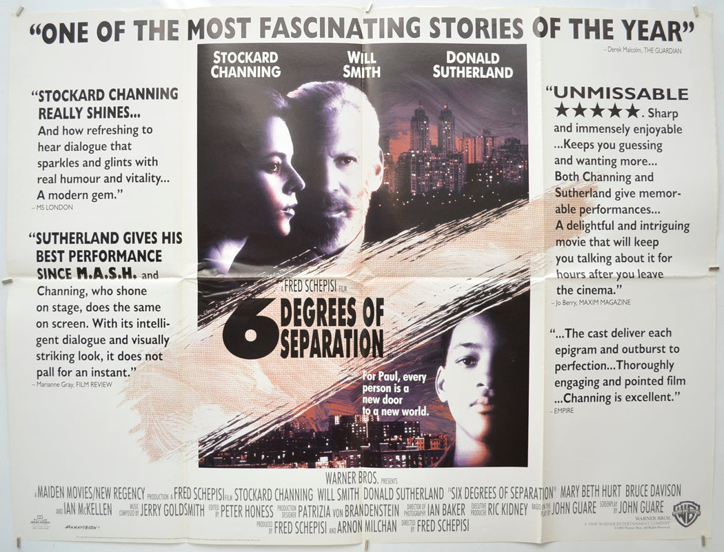 6 Degrees Of Separation Original Quad Poster - Film Poster - Movie Poster  