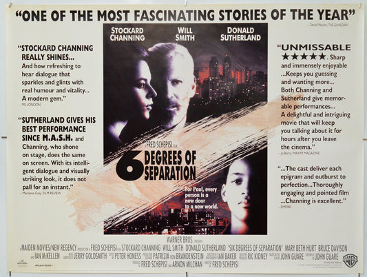 6 Degrees Of Separation - Original Quad Poster - Film Poster - Movie Poster