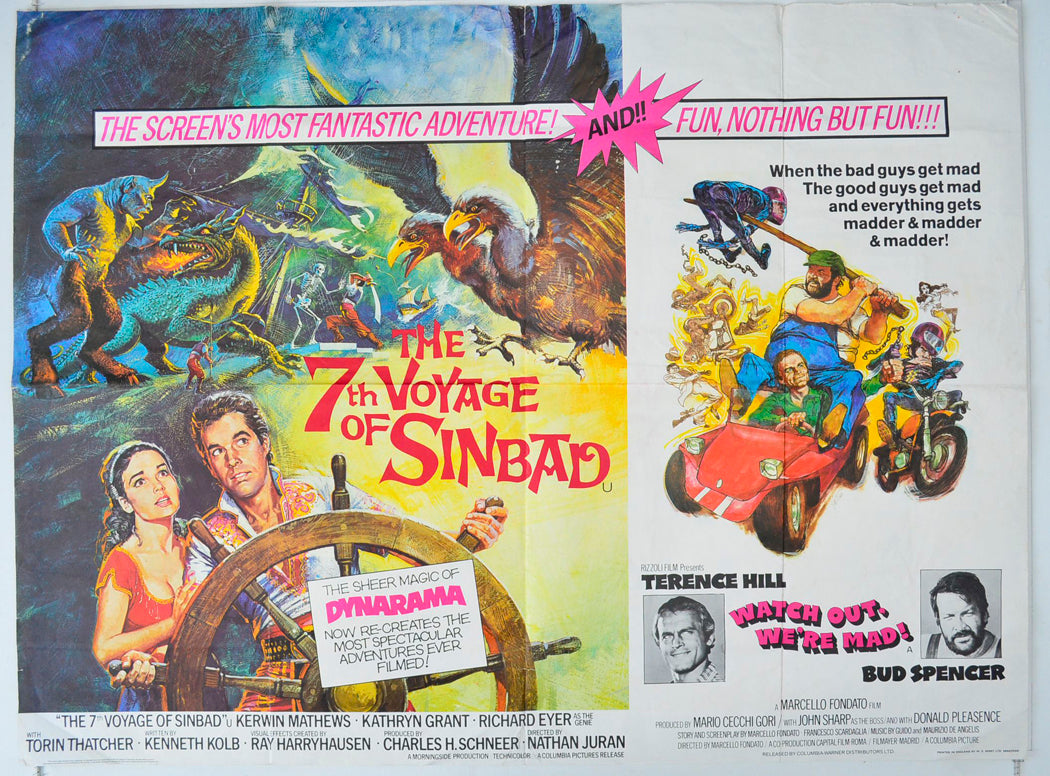 7th Voyage Of Sinbad / Watch Out, We're Mad! Original British Quad Poster - Movie Poster