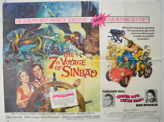 7th Voyage Of Sinbad / Watch Out, We're Mad!  (Double Bill)  Original Quad Poster - Film Poster - Movie Poster 