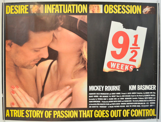 9½ Weeks Original Quad Poster - Film Poster - Movie Poster  