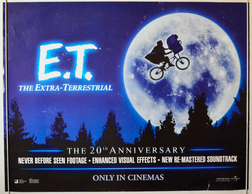 E.T. The Extra Terrestrial  (20th Anniversary Release Poster)   Original British Quad Poster - Movie Poster