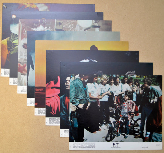 E.T. The Extra Terrestrial Set of 8 Original Colour Front Of House Stills / 8x10 Lobby Cards