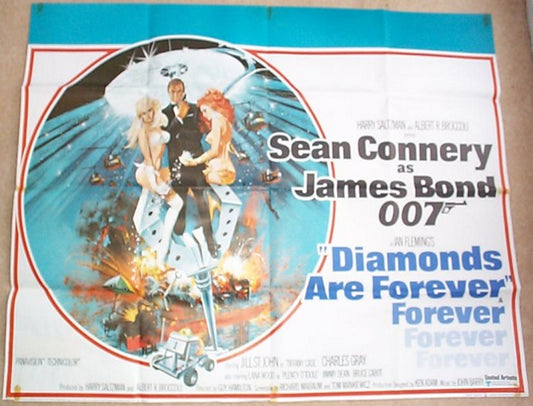 007 : Diamonds Are Forever   (James Bond)  Original British Quad Poster - Movie Poster