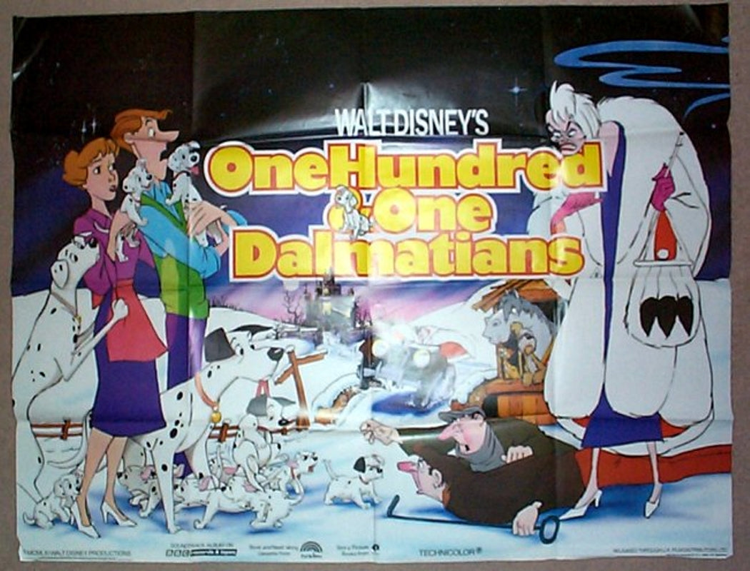 101 Dalmations  (a.k.a. One Hundred And One Dalmatians)  (1985 re-release)   Original British Quad Poster - Movie Poster