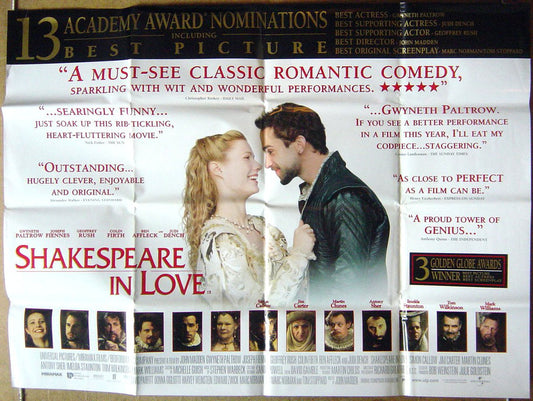 Shakespeare In Love  (Oscar Nominations Version)  Original Quad Movie Poster  