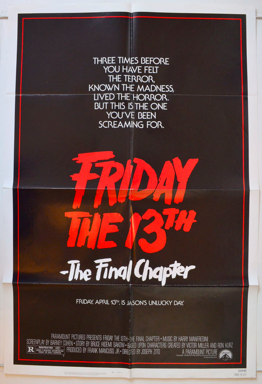 Friday 13th : The Final Chapter Original One Sheet Poster - Movie Poster