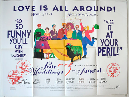 Four Weddings And A Funeral   (Design 2)  Original British Quad Poster - Movie Poster