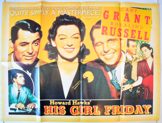 His Girl Friday  (1997 BFI re-release) Original British Quad Poster- Movie Poster