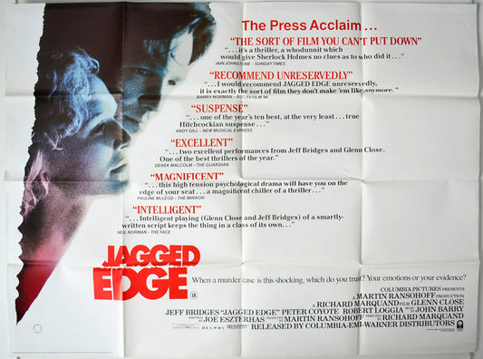 Jagged Edge  (Quotes Version)   Original British Quad Poster - Movie Poster